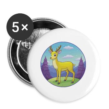 Deer Cute Kawaii Cartoon Clipart Animal Pet - Buttons large 2.2''/56 mm (5-pack) - white - Front