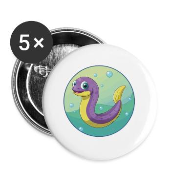 Eel Cute Kawaii Cartoon Clipart Animal Pet - Buttons large 2.2''/56 mm (5-pack) - white - Front