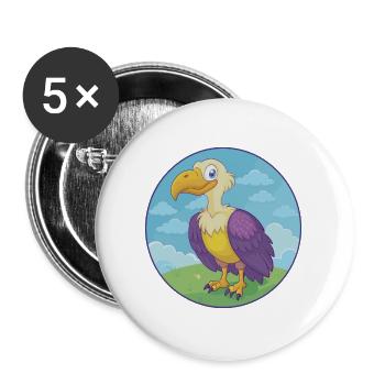 Geier niedlich Kawaii Cartoon Clipart Tier Haustier - Buttons groß 56 mm (5er Pack) - Weiß - Vorne