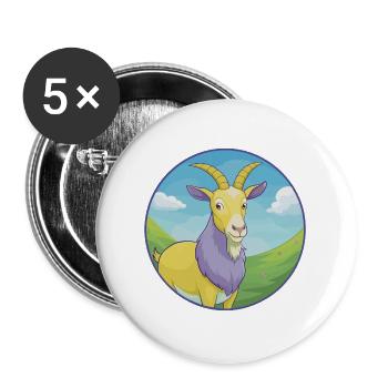 Chèvre Mignon Kawaii Dessin animé Clipart Animal de compagnie - Lot de 5 grands badges (56 mm) - blanc - Devant