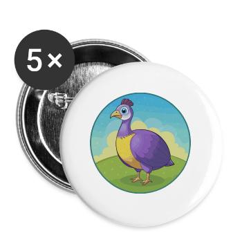 Perlhuhn Niedlich Kawaii Cartoon Clipart Tier Haustier - Buttons groß 56 mm (5er Pack) - Weiß - Vorne