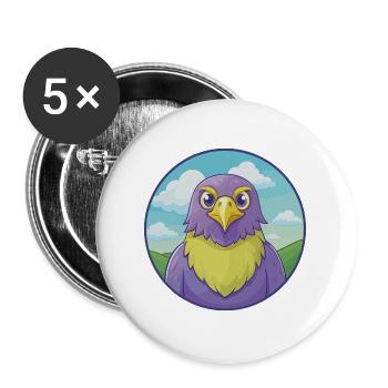 Hawk Cute Kawaii Cartoon Clipart Animal Pet - Buttons large 2.2''/56 mm (5-pack) - white - Front