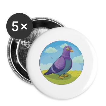 Taube Niedliche Kawaii Cartoon Clipart Tier Haustier - Buttons groß 56 mm (5er Pack) - Weiß - Vorne