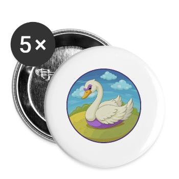 cygne mignon kawaii dessin animé clipart animal de compagnie - Lot de 5 grands badges (56 mm) - blanc - Devant