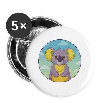 Koala Niedlich Kawaii Cartoon Clipart Tier Haustier - Buttons groß 56 mm (5er Pack) - Weiß - Vorne