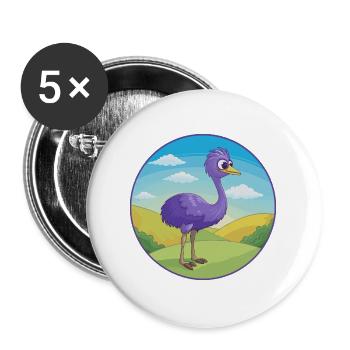 Emu mignon Kawaii dessin animé Clipart Animal de compagnie - Lot de 5 grands badges (56 mm) - blanc - Devant