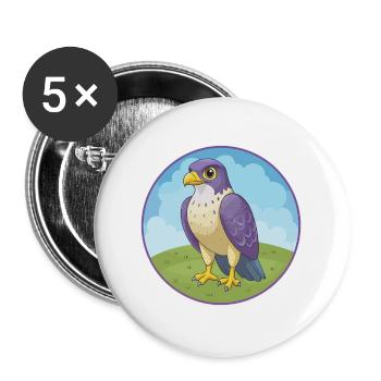 Falcon Cute Kawaii Cartoon Clipart Animal Pet - Buttons large 2.2''/56 mm (5-pack) - white - Front
