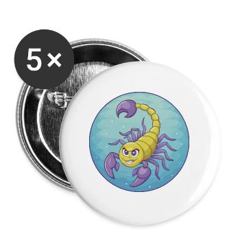 Skorpion Niedliche Kawaii Cartoon Clipart Tier Haustier - Buttons groß 56 mm (5er Pack) - Weiß - Vorne