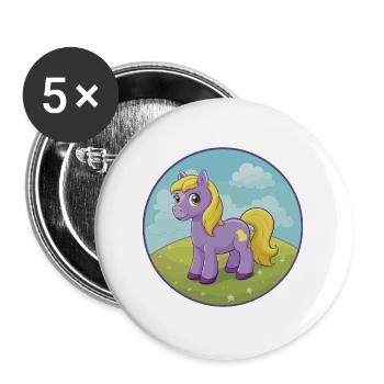 Pony Cute Kawaii Cartoon Clipart Animal Pet - Buttons large 2.2''/56 mm (5-pack) - white - Front