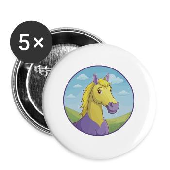 Pferd Niedlich Kawaii Cartoon Clipart Tier Haustier - Buttons groß 56 mm (5er Pack) - Weiß - Vorne