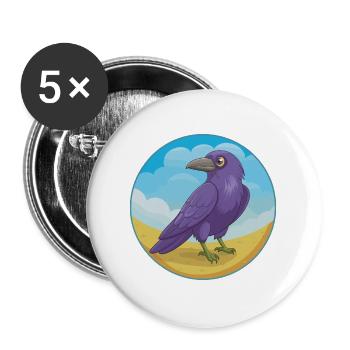 Rabe Niedliche Kawaii Cartoon Clipart Tier Haustier - Buttons groß 56 mm (5er Pack) - Weiß - Vorne
