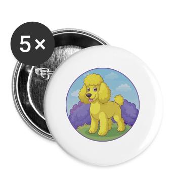 Pudel Hund Niedlich Kawaii Cartoon Clipart Tier Haustier - Buttons groß 56 mm (5er Pack) - Weiß - Vorne