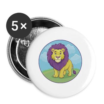 Lion Cute Kawaii Cartoon Clipart Animal Pet - Buttons large 2.2''/56 mm (5-pack) - white - Front