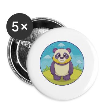 Panda Niedlich Kawaii Cartoon Clipart Tier Haustier - Buttons groß 56 mm (5er Pack) - Weiß - Vorne