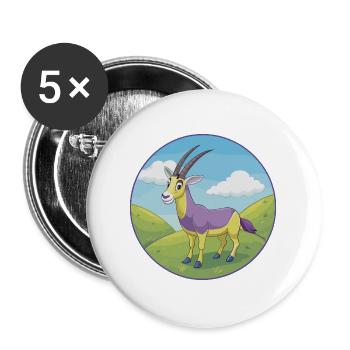 Oryx mignon kawaii dessin animé Clipart animal de compagnie - Lot de 5 grands badges (56 mm) - blanc - Devant