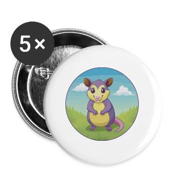 Possum niedliche Kawaii Cartoon Clipart Tier Haustier - Buttons groß 56 mm (5er Pack) - Weiß - Vorne