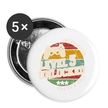 Vintage Né(e) un mois de 2019 anniversaire - Lot de 5 grands badges (56 mm) - blanc - Devant