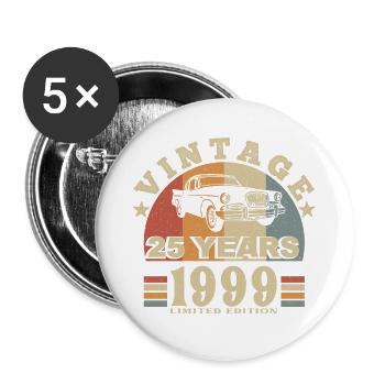 Vintage 1999 Born In 1999 25 Years Anniversary - Buttons large 2.2''/56 mm (5-pack) - white - Front