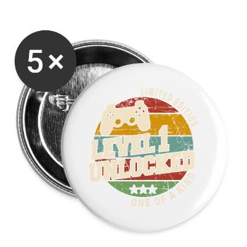 Vintage Né(e) en 2023 anniversaire 1 an - Lot de 5 grands badges (56 mm) - blanc - Devant