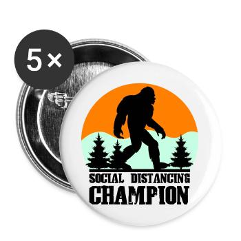 big foot social distancing - Buttons large 2.2''/56 mm (5-pack) - white - Front