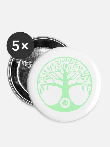 baum des lebens kleeblatt - Buttons groß 56 mm (5er Pack) - Weiß