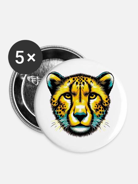 Gepard - Buttons groß 56 mm (5er Pack) - Weiß