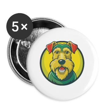 Airedale Terrier Chien Mignon Kawaii Dessin animé Animal - Lot de 5 grands badges (56 mm) - blanc - Devant