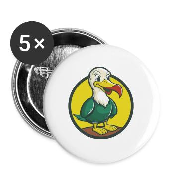 Albatross Cute Kawaii Cartoon Clipart Pet Animal - Buttons large 2.2''/56 mm (5-pack) - white - Front