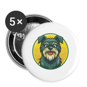 Affenpinscher chien mignon Kawaii dessin animé animal de compagnie - Lot de 5 grands badges (56 mm) - blanc - Devant