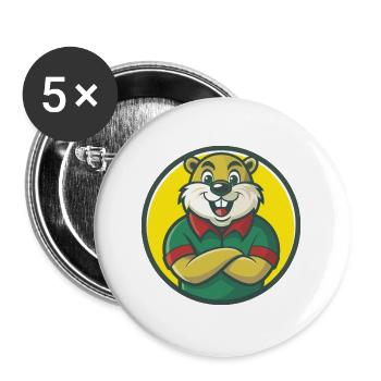 Biber Niedliche Kawaii Cartoon Clipart Haustier Tier - Buttons groß 56 mm (5er Pack) - Weiß - Vorne