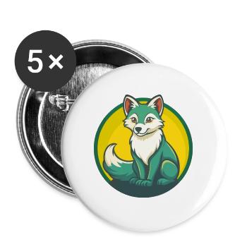 Polarfuchs Niedliche Kawaii Cartoon Clipart Haustier Tier - Buttons groß 56 mm (5er Pack) - Weiß - Vorne
