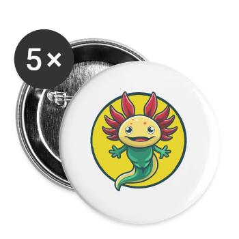 axolotl mignon kawaii dessin animé clipart animal de compagnie - Lot de 5 grands badges (56 mm) - blanc - Devant