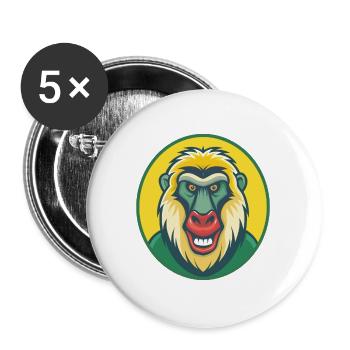 Baboon Cute Kawaii Cartoon Clipart Pet Animal - Buttons large 2.2''/56 mm (5-pack) - white - Front
