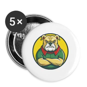Bulldog Cute Kawaii Cartoon Clipart Pet Animal - Buttons large 2.2''/56 mm (5-pack) - white - Front