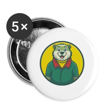 Murmeltier Niedliche Kawaii Cartoon Clipart Haustier Tier - Buttons groß 56 mm (5er Pack) - Weiß - Vorne