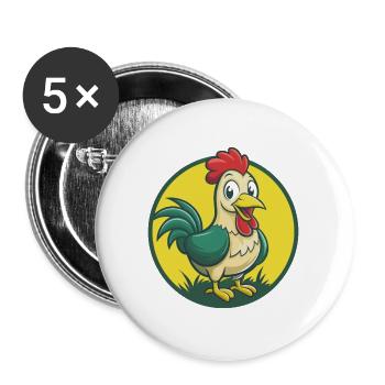 Huhn Niedliche Kawaii Cartoon Clipart Haustier Tier - Buttons groß 56 mm (5er Pack) - Weiß - Vorne