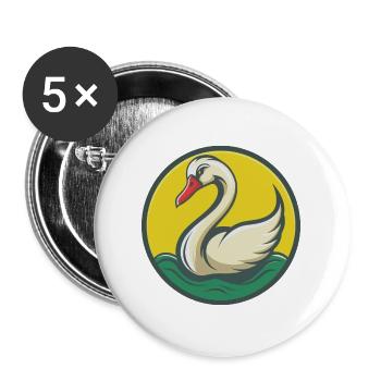 cygne mignon kawaii dessin animé clipart animal de compagnie - Lot de 5 grands badges (56 mm) - blanc - Devant