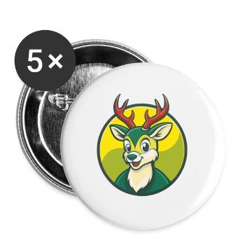 Deer Cute Kawaii Cartoon Clipart Pet Animal - Buttons large 2.2''/56 mm (5-pack) - white - Front