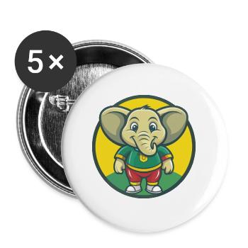 Elefant Niedlich Kawaii Cartoon Clipart Haustier Tier - Buttons groß 56 mm (5er Pack) - Weiß - Vorne