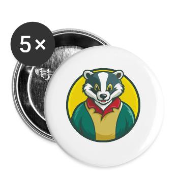 blaireau mignon kawaii dessin animé clipart animal de compagnie - Lot de 5 grands badges (56 mm) - blanc - Devant
