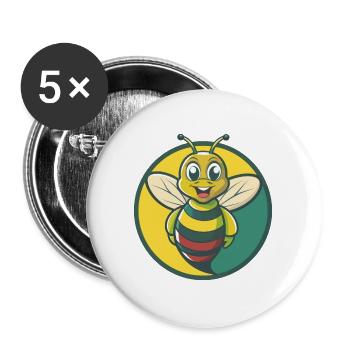 Bee Cute Kawaii Cartoon Clipart Pet Animal - Buttons large 2.2''/56 mm (5-pack) - white - Front