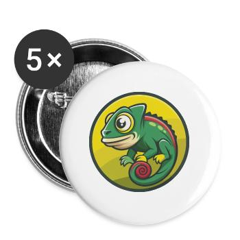 Chameleon Cute Kawaii Cartoon Clipart Pet Animal - Buttons large 2.2''/56 mm (5-pack) - white - Front