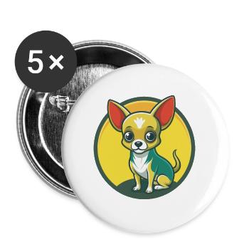 Chihuahua Dog Cute Kawaii Cartoon Clipart Animal - Buttons large 2.2''/56 mm (5-pack) - white - Front