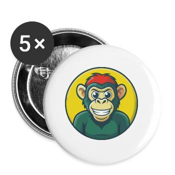 Bonobo Cute Kawaii Cartoon Clipart Pet Animal - Buttons large 2.2''/56 mm (5-pack) - white - Front
