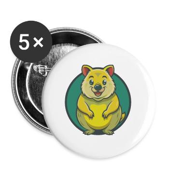 Quokka mignon kawaii dessin animé Clipart animal de compagnie - Lot de 5 grands badges (56 mm) - blanc - Devant