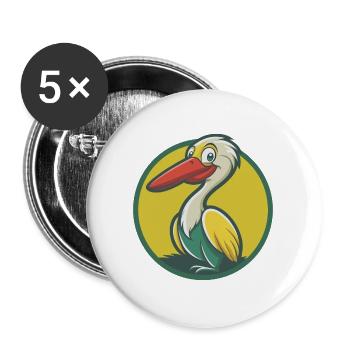 Storch Niedliche Kawaii Cartoon Clipart Haustier Tier - Buttons groß 56 mm (5er Pack) - Weiß - Vorne