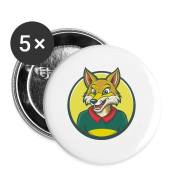Coyote Cute Kawaii Cartoon Clipart Pet Animal - Buttons large 2.2''/56 mm (5-pack) - white - Front
