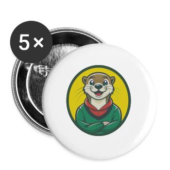 loutre mignon kawaii dessin animé clipart animal de compagnie - Lot de 5 grands badges (56 mm) - blanc - Devant