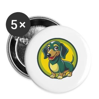 Dachshund Dog Cute Kawaii Cartoon Clipart Animal - Buttons large 2.2''/56 mm (5-pack) - white - Front