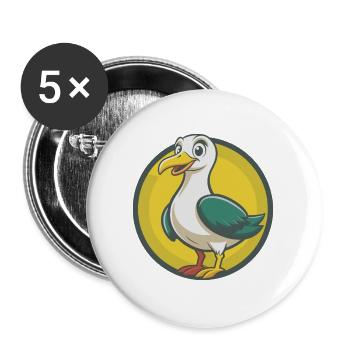 Seagull Cute Kawaii Cartoon Clipart Pet Animal - Buttons large 2.2''/56 mm (5-pack) - white - Front